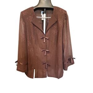 R&M Richards Top Size 14W Brown Blazer Long Sleeve Vintage Pullover